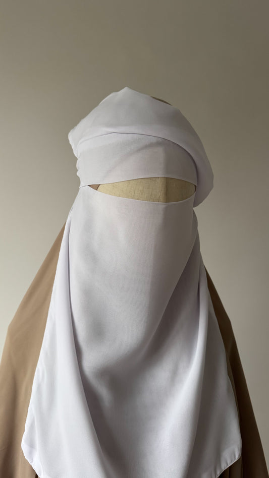 Simple Niqab with flap - White - Gamila Muslimah