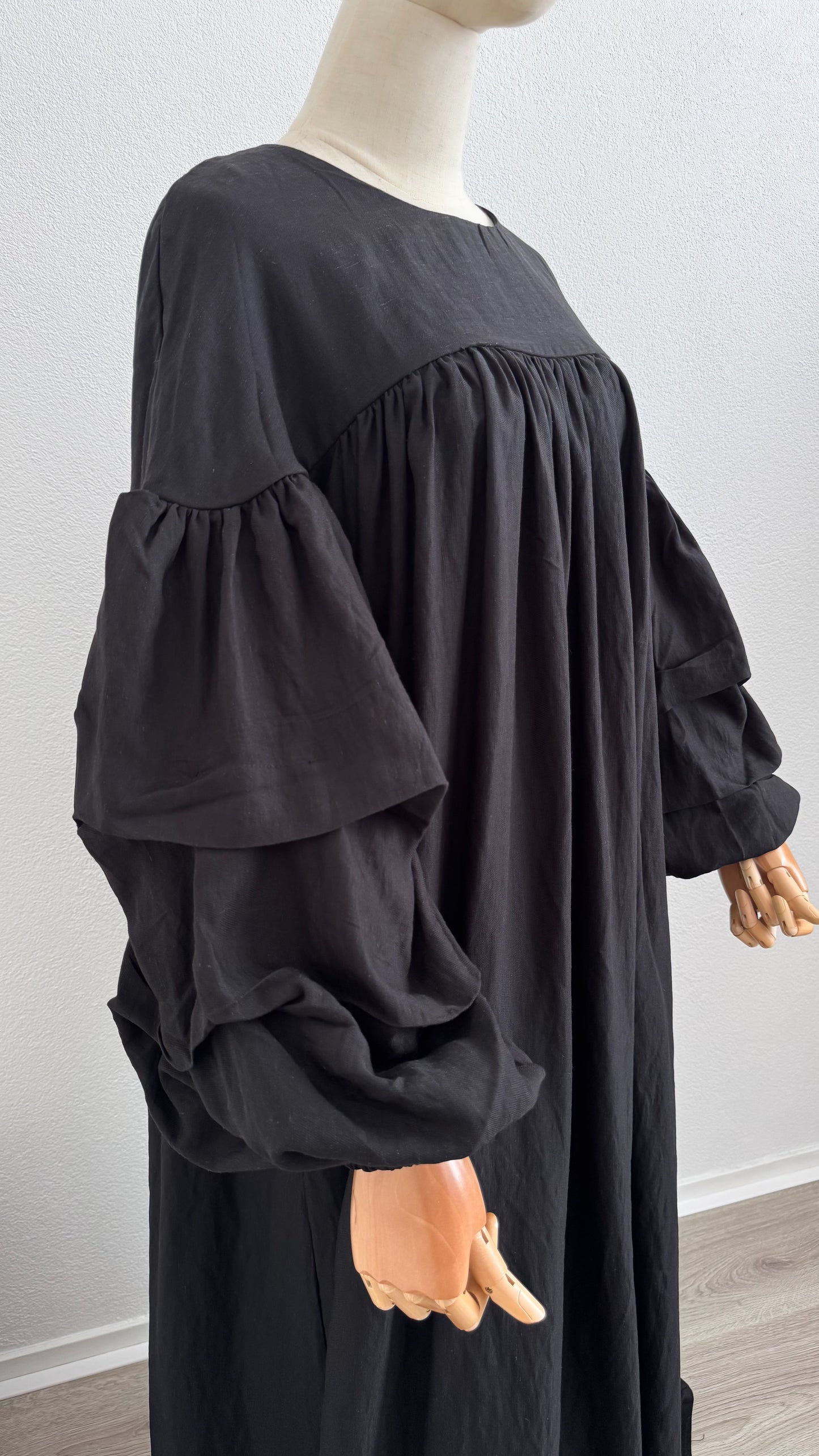 Abaya Laalia Viscose & Linen - Black - Gamila Muslimah