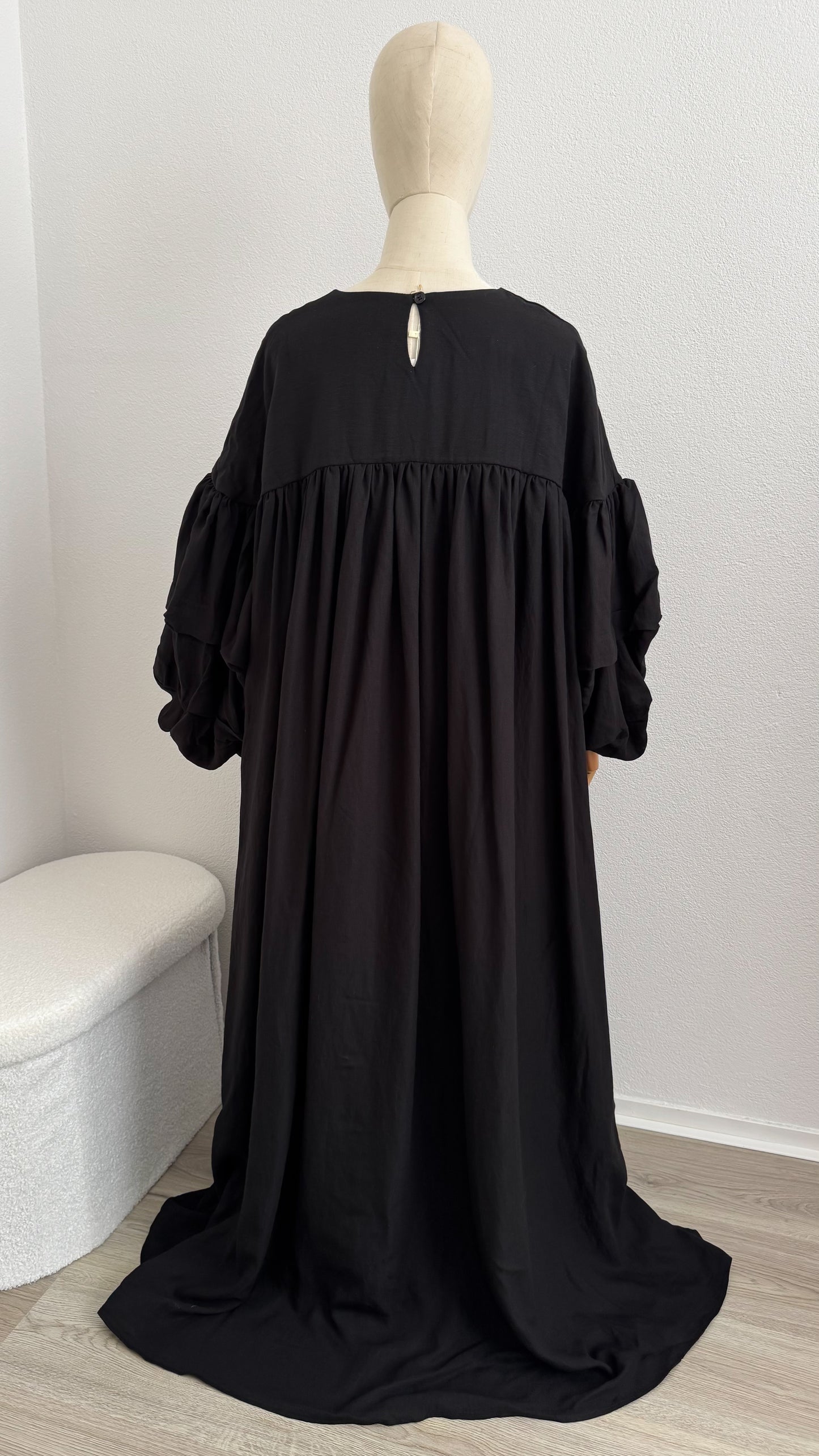 Abaya Laalia Viscose & Linen - Black - Gamila Muslimah