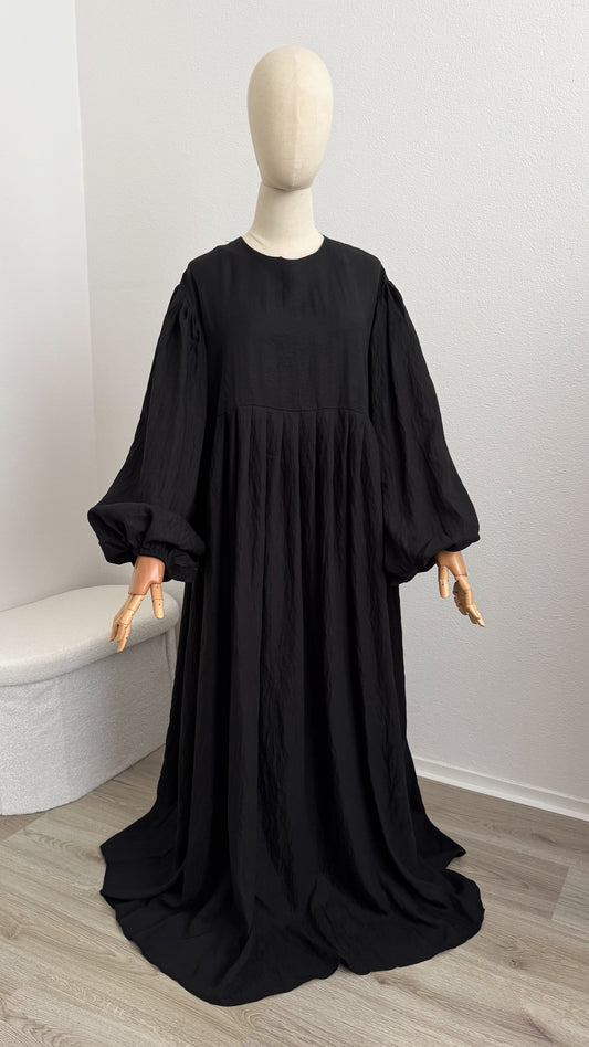 Abaya Lila Viscose & Linen - Black - Gamila Muslimah