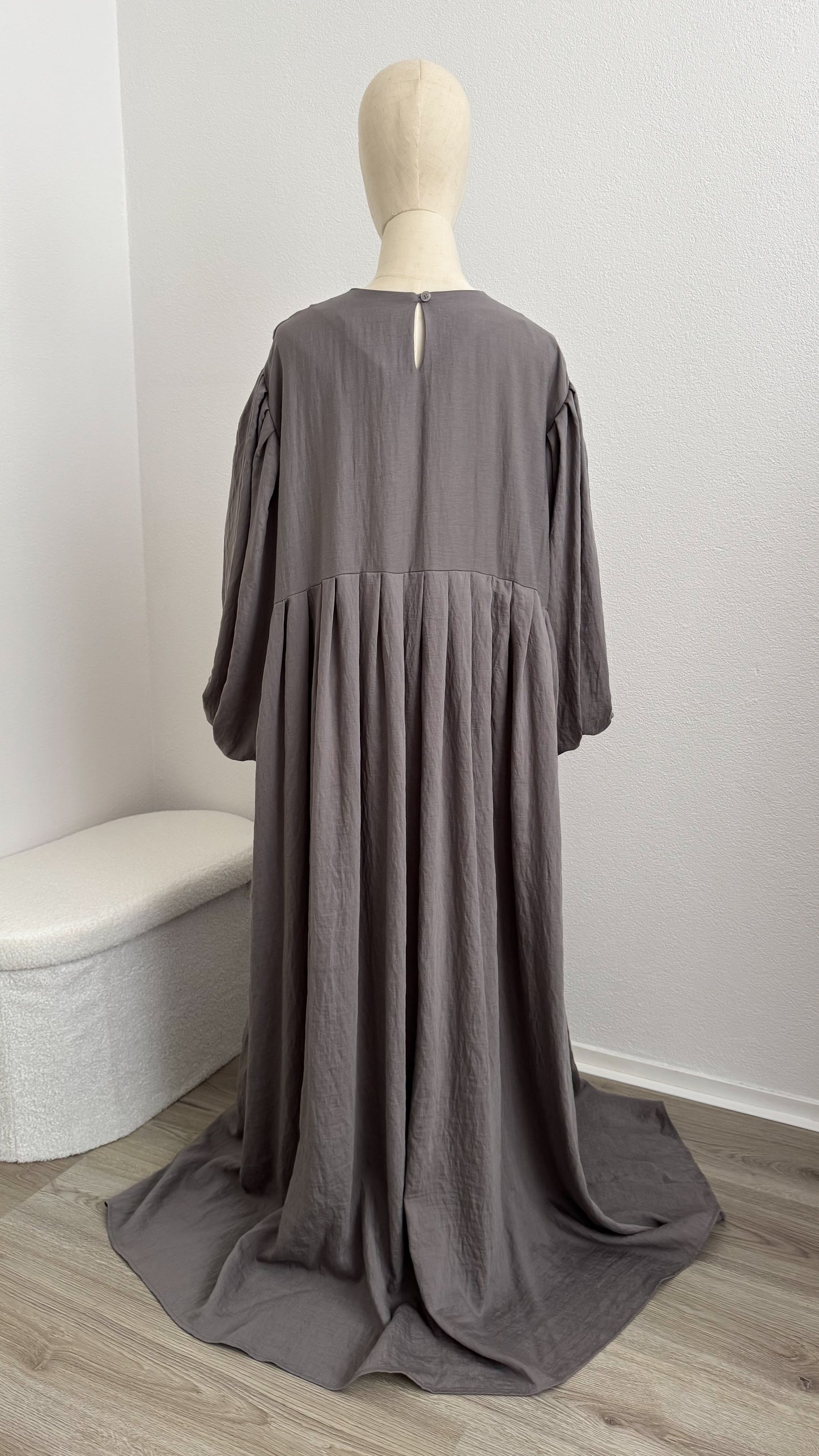 Abaya Lila Viscose & Linen - Grey - Gamila Muslimah
