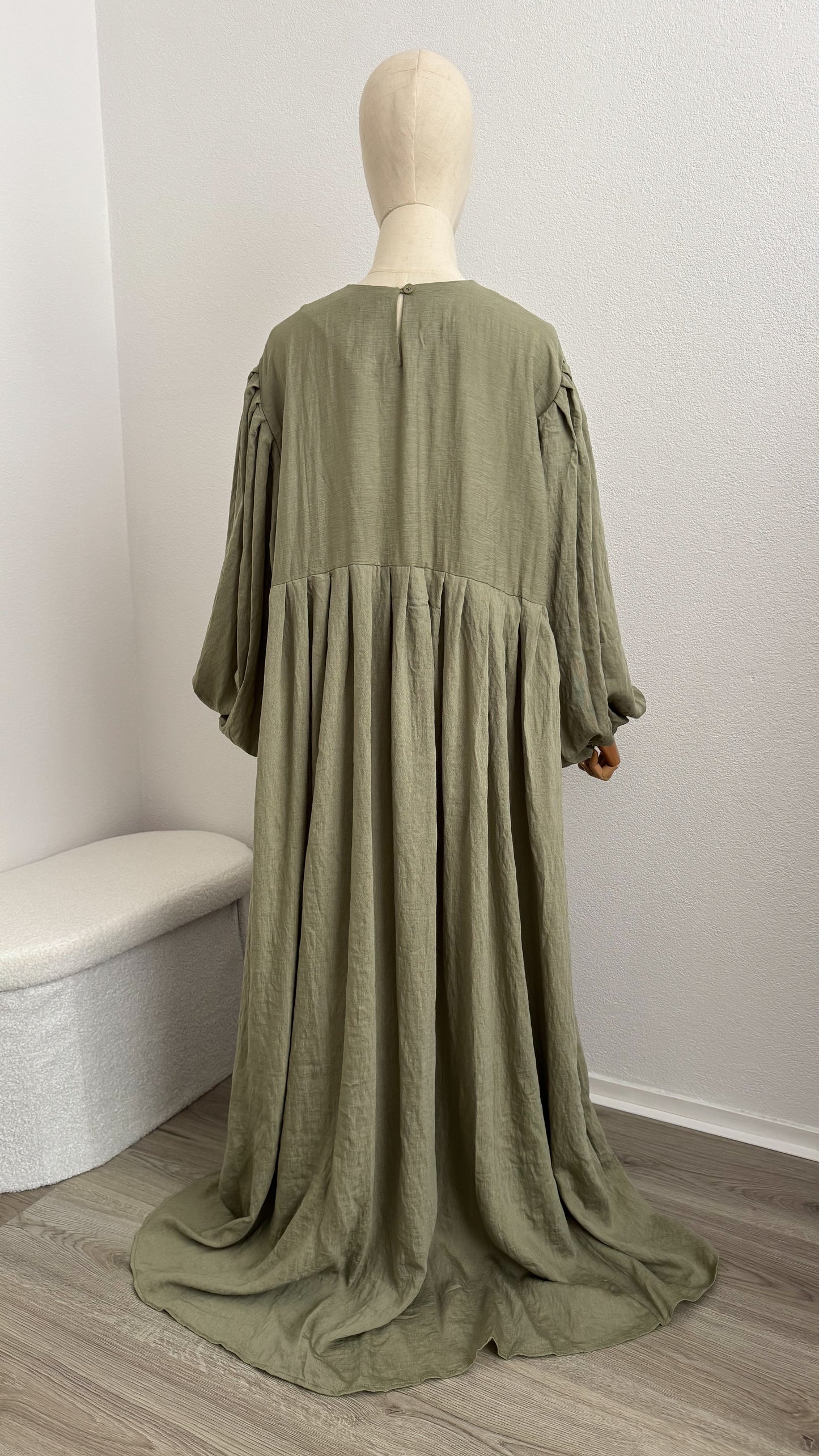 Abaya Lila Viscose & Linen - Light Khaki - Gamila Muslimah