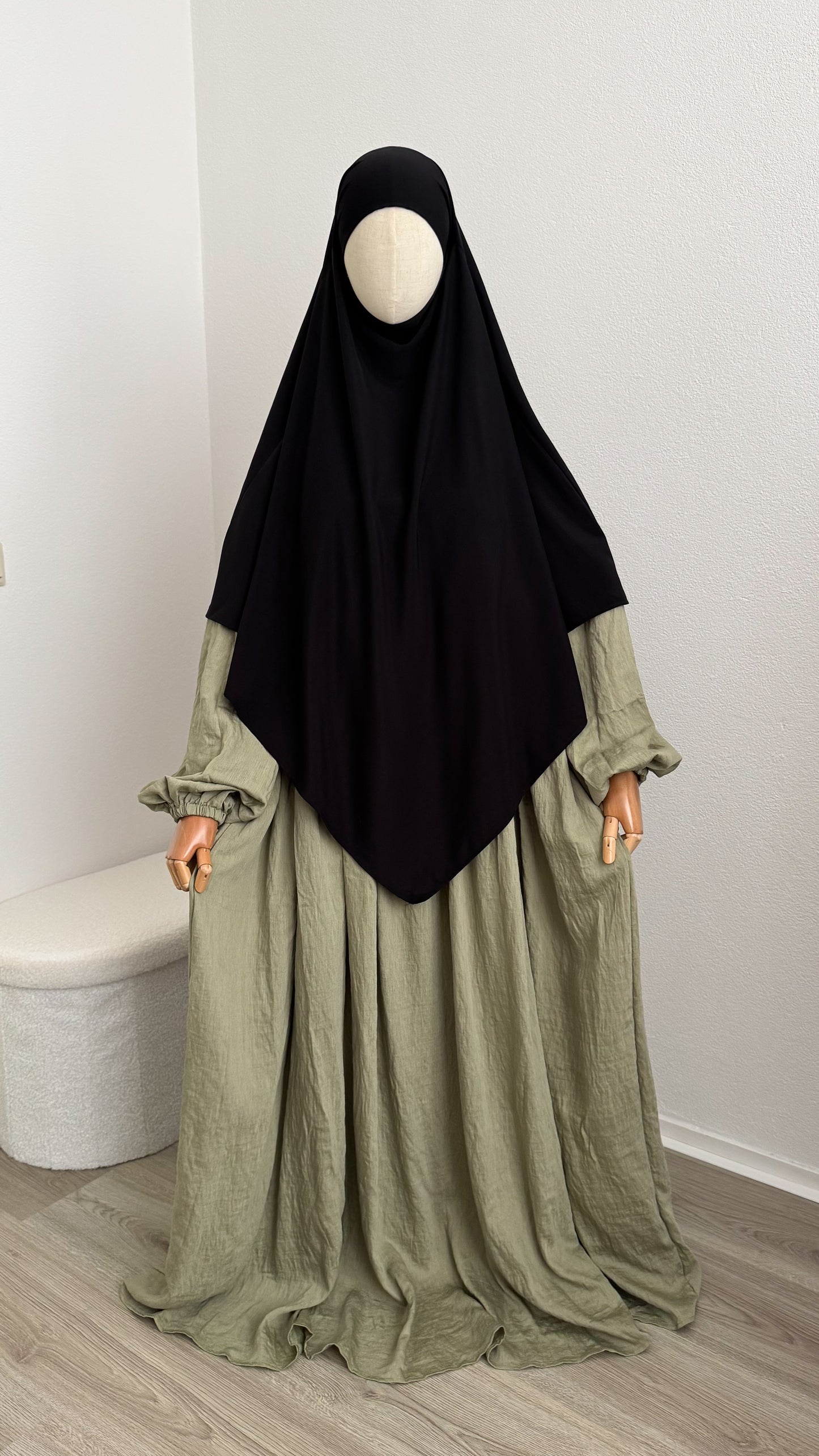 Abaya Lila Viscose & Linen - Light Khaki - Gamila Muslimah
