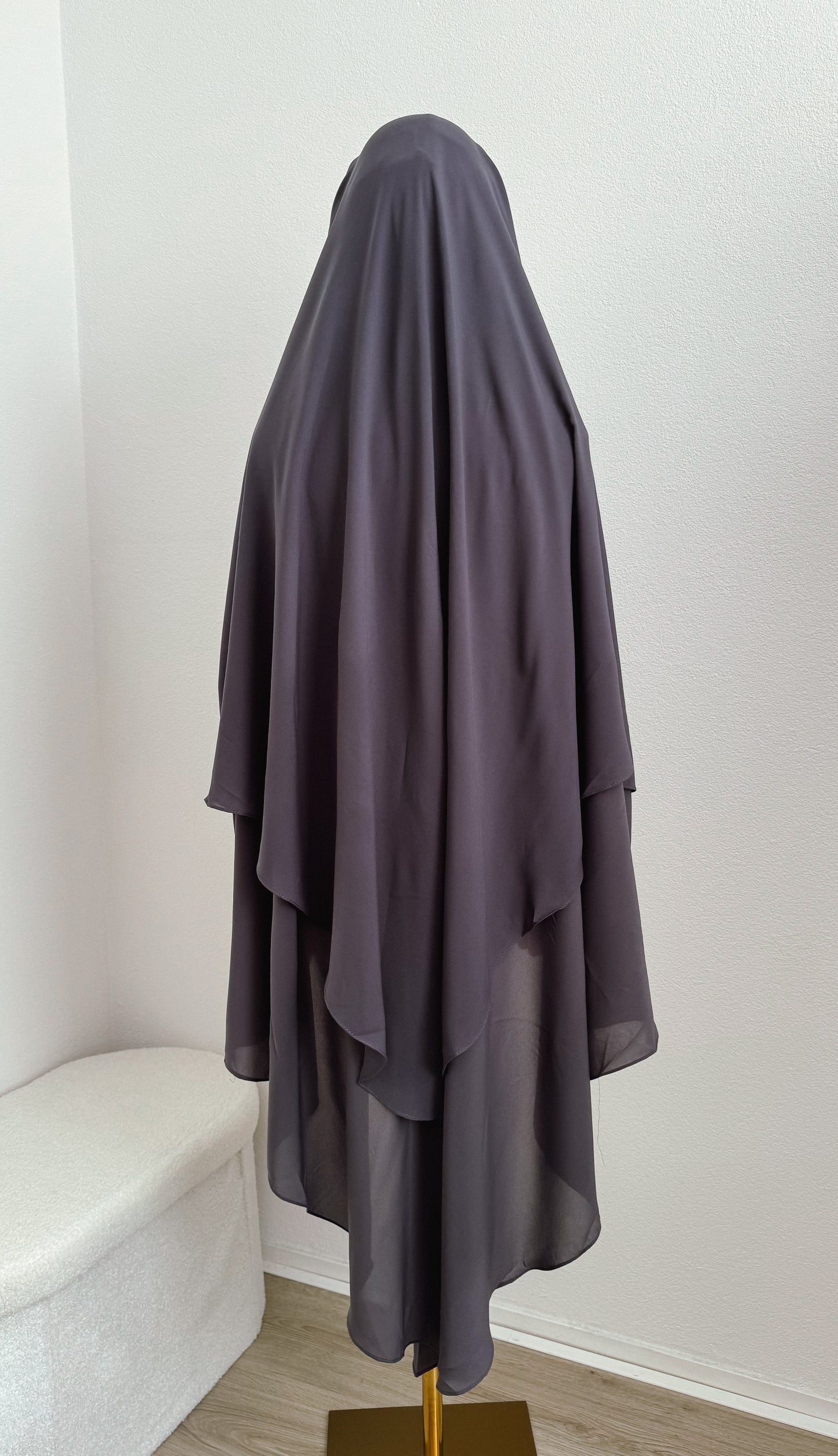 Maxi Niqab Khadija with Flap and Clips - Anthracite Grey