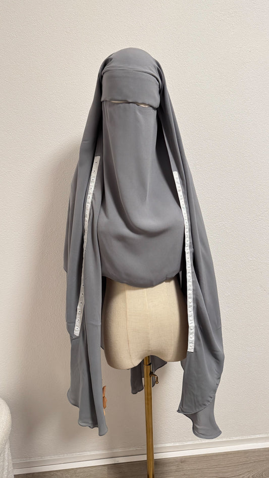 Niqab Asiyah with clips - Grey