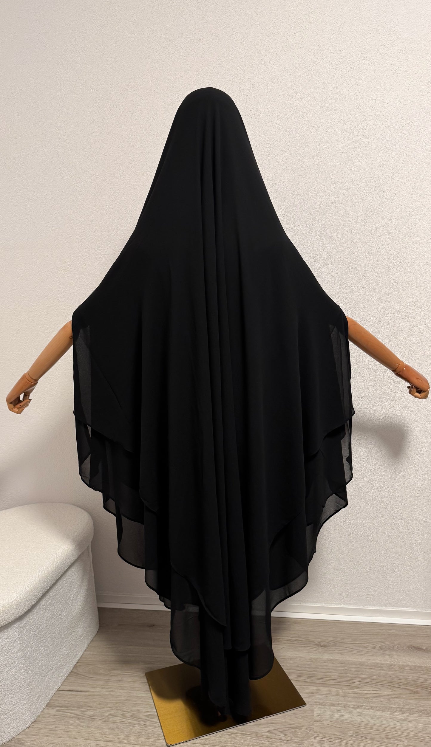 Khimar Ayah - Rounded 2 Layers - Black - Gamila Muslimah