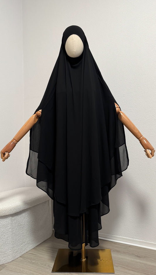 Khimar Ayah - Rounded 2 Layers - Black - Gamila Muslimah