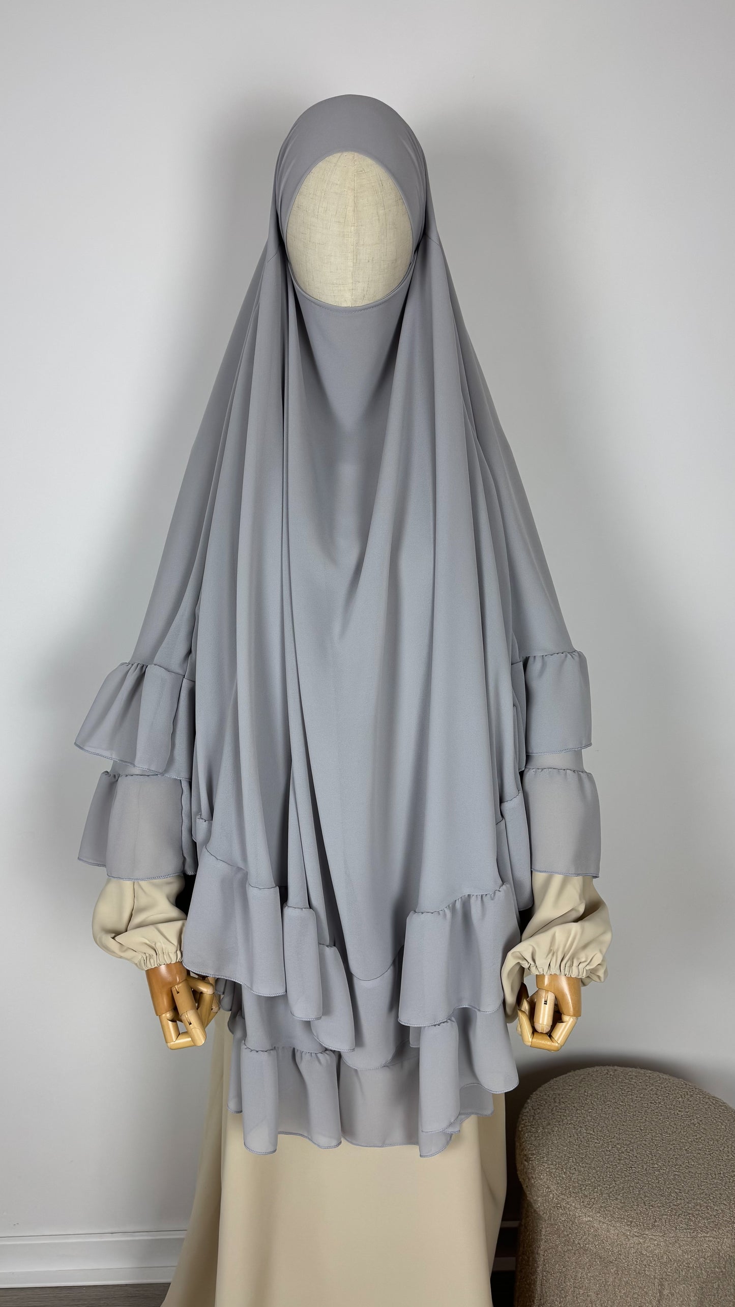 Khimar Mousline - Light Grey - Gamila Muslimah