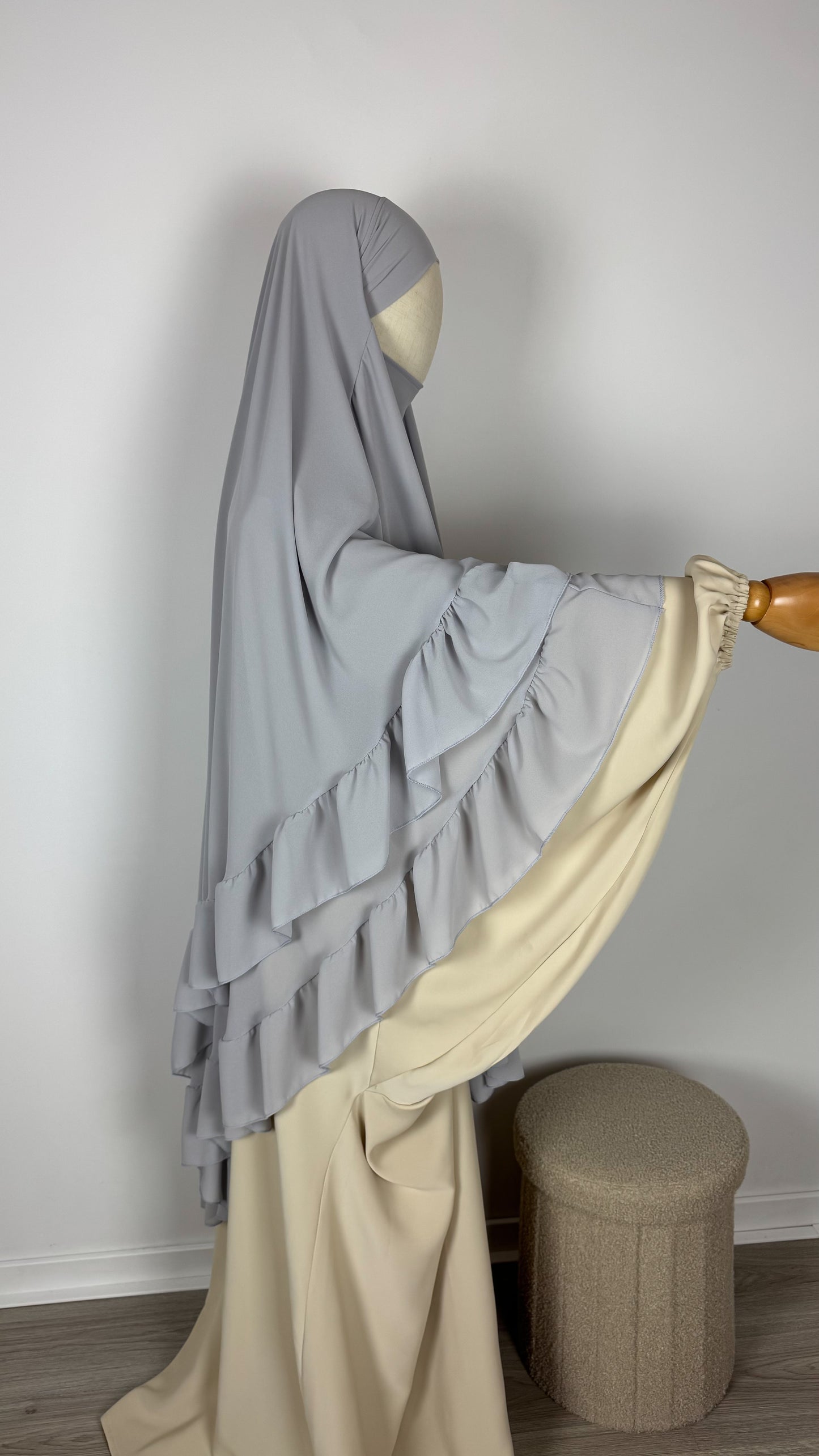 Khimar Mousline - Light Grey - Gamila Muslimah