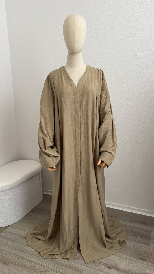 Kimono Lina Viscose & Linen - Taupe - Gamila Muslimah