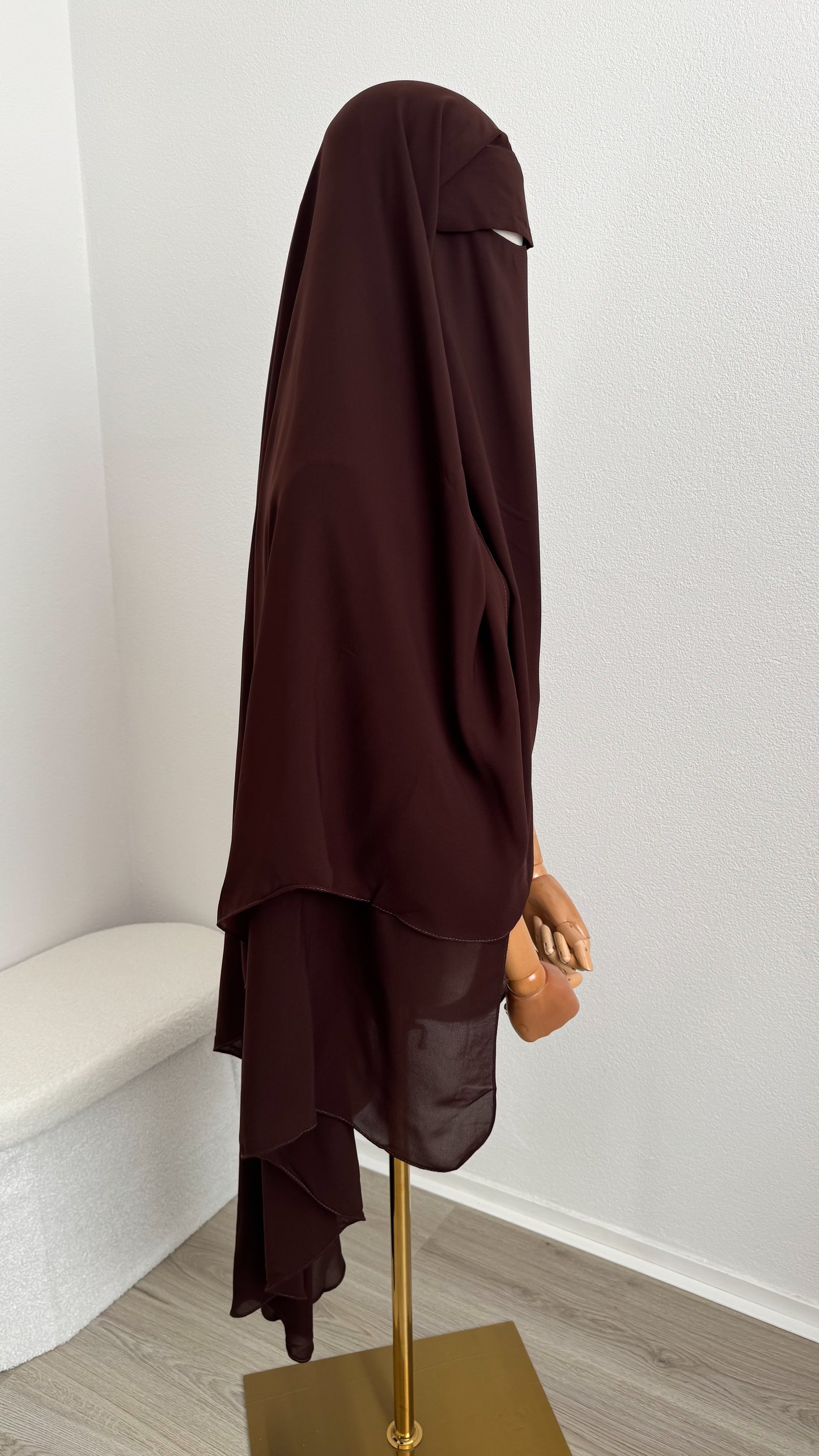 Maxi Niqab Khadija with Flap and Clips - Chocolate - Gamila Muslimah