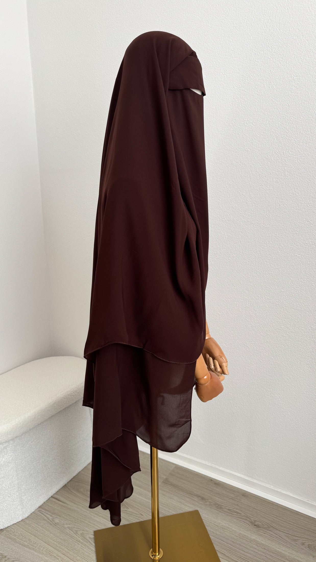 Maxi Niqab Khadija with Flap and Clips - Chocolate - Gamila Muslimah