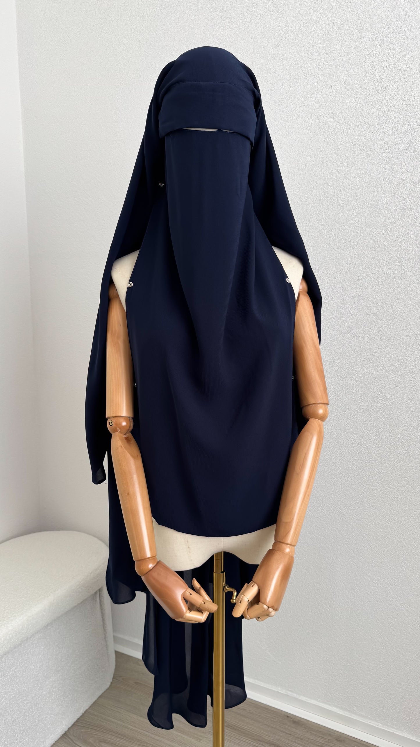 Maxi Niqab Khadija with Flap and Clips - Night Blue - Gamila Muslimah