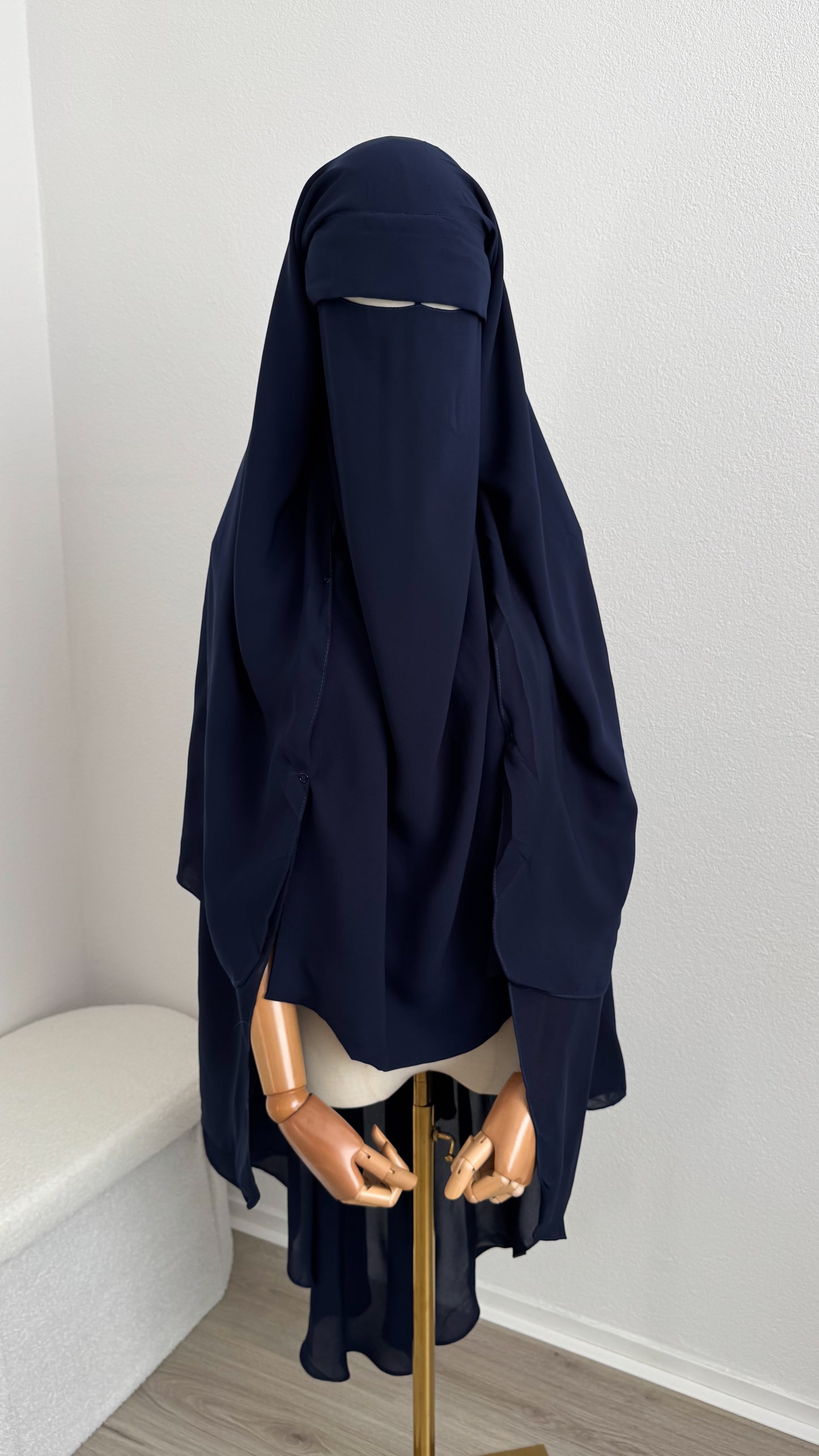 Maxi Niqab Khadija with Flap and Clips - Night Blue - Gamila Muslimah