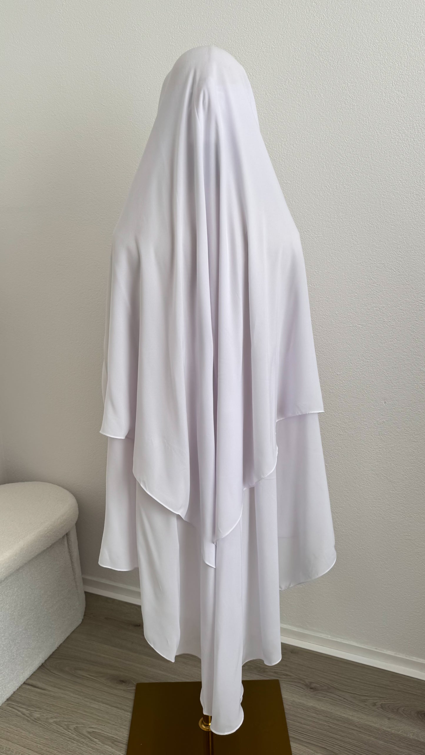 Maxi Niqab Khadija with Flap and Clips - White - Gamila Muslimah