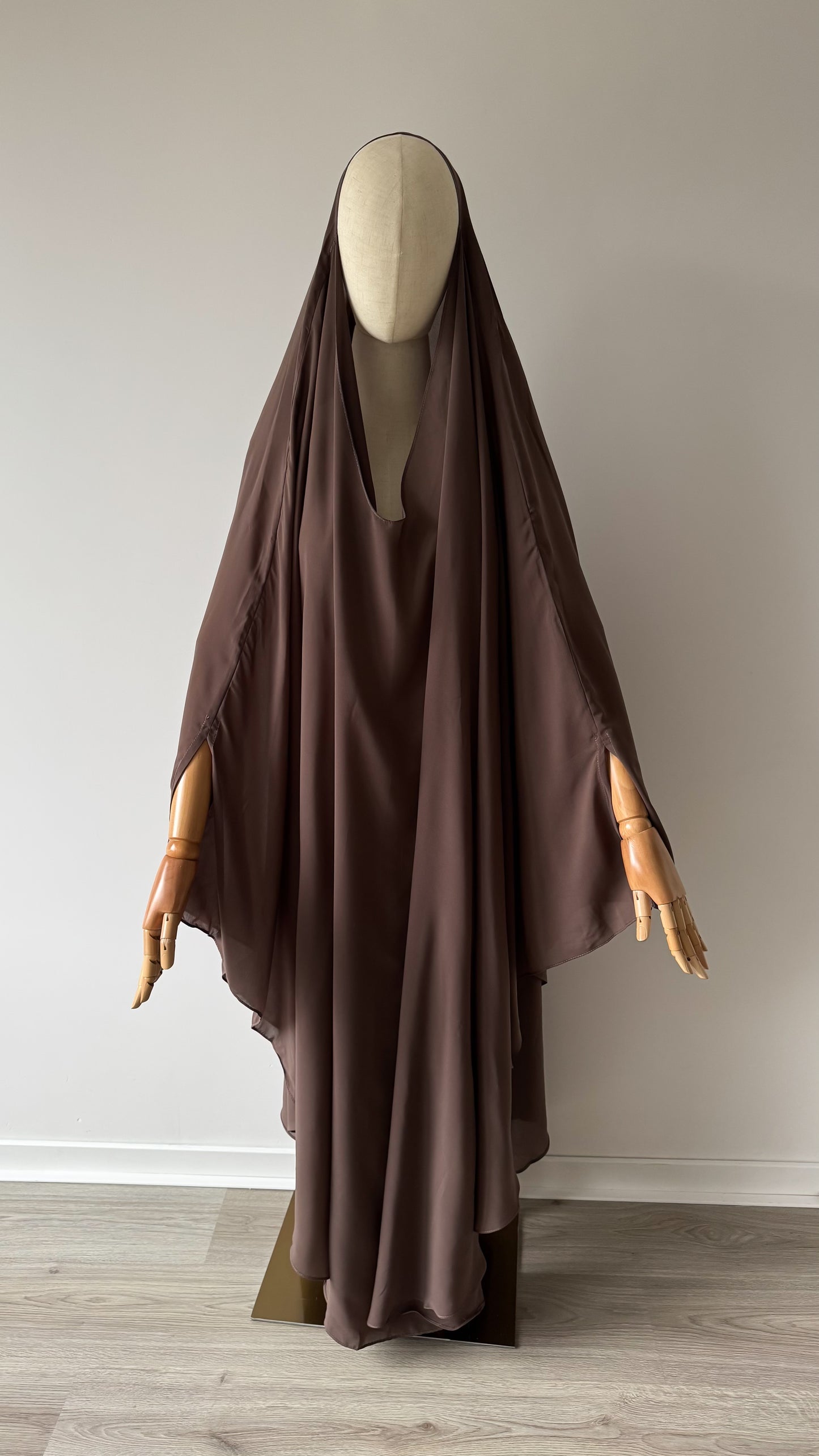 Muslimah Overhead Cape with elastic - Brown Taupe - Gamila Muslimah