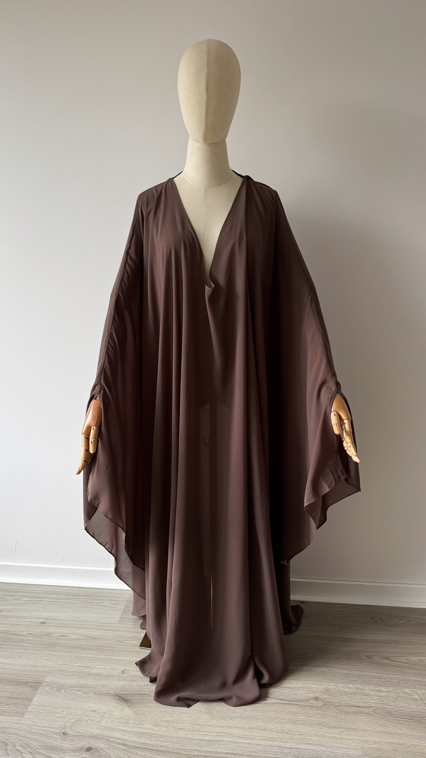 Muslimah Overhead Cape with elastic - Brown Taupe - Gamila Muslimah