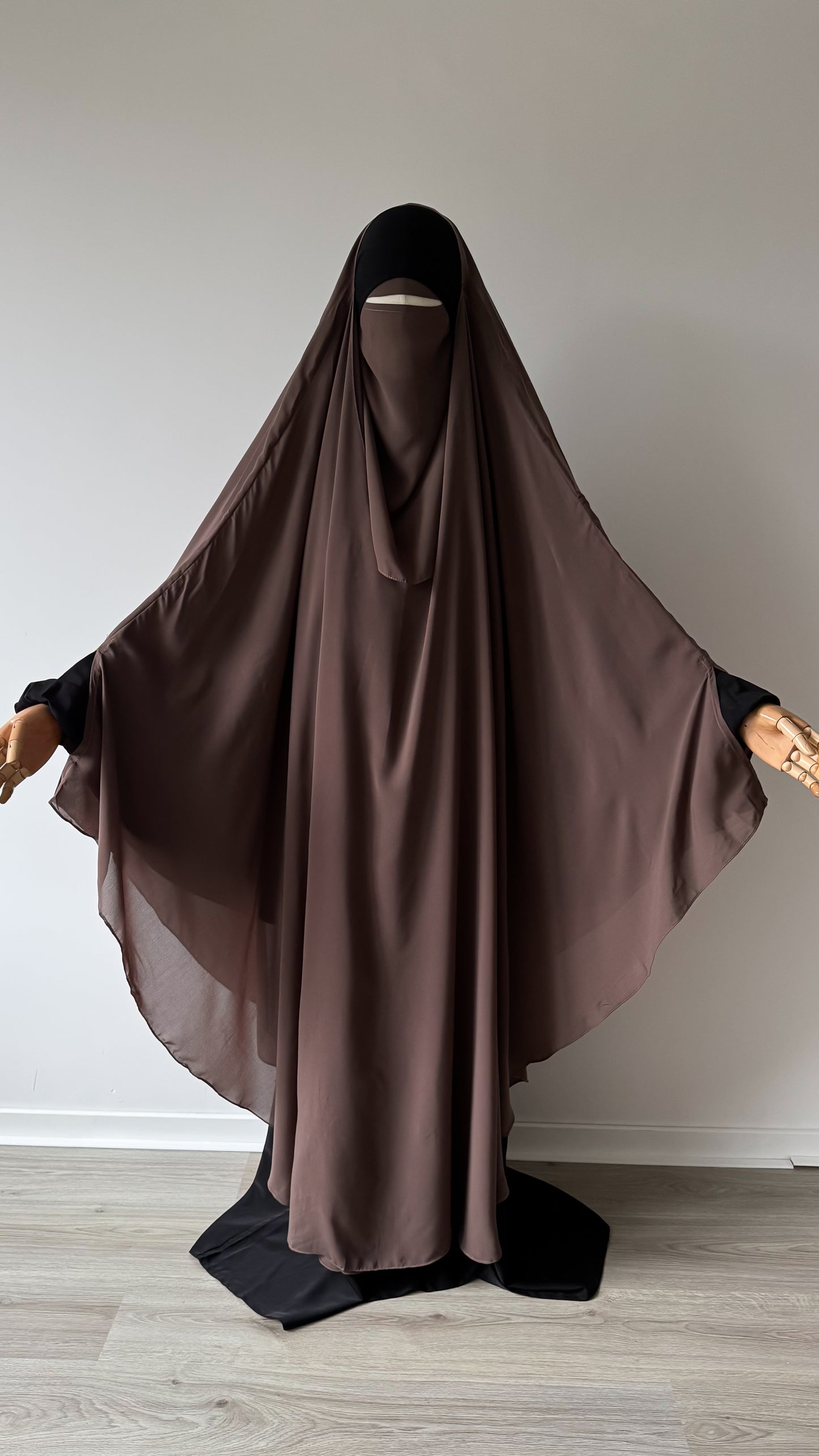 Muslimah Overhead Cape with elastic - Brown Taupe - Gamila Muslimah