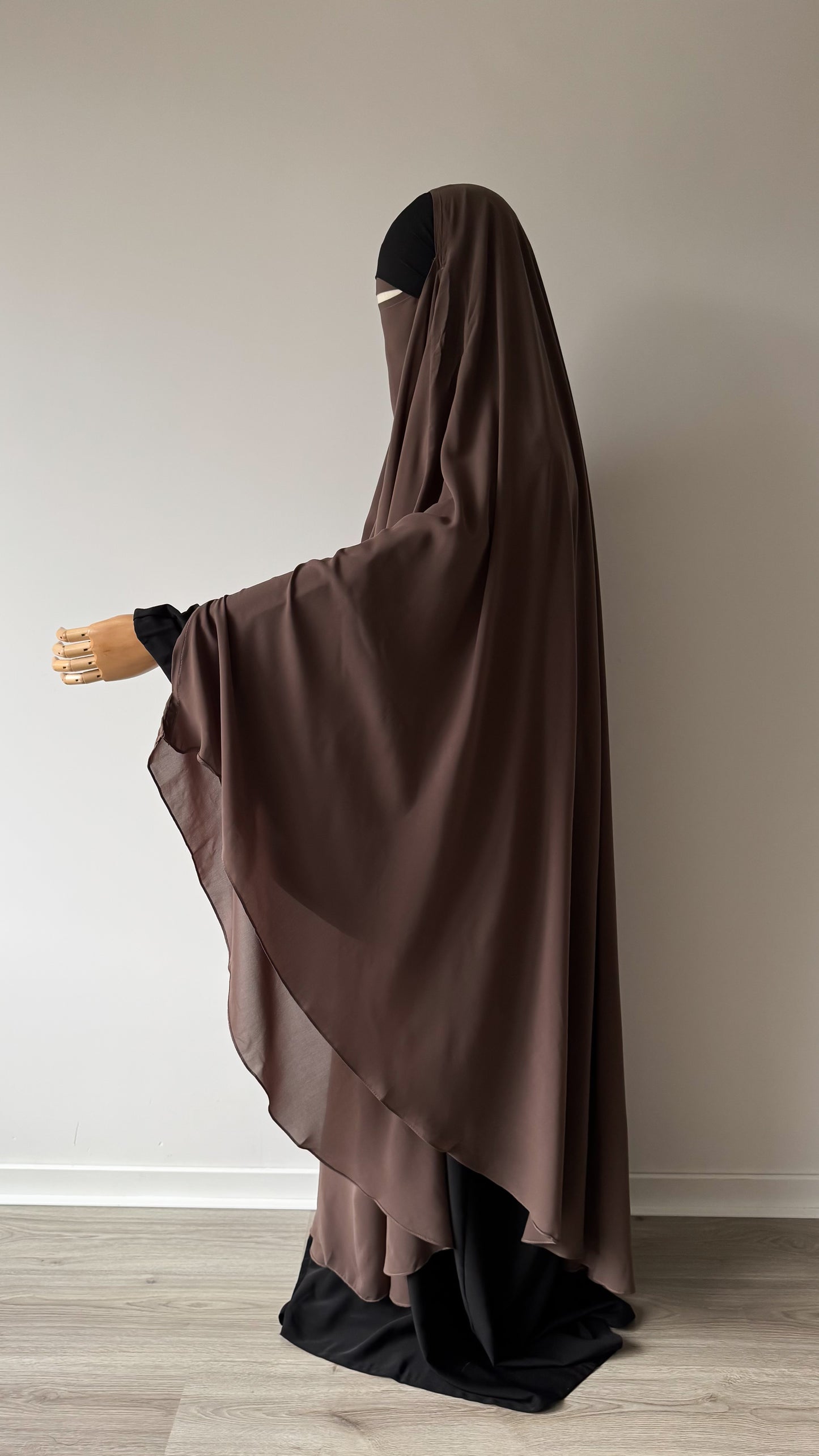 Muslimah Overhead Cape with elastic - Brown Taupe - Gamila Muslimah