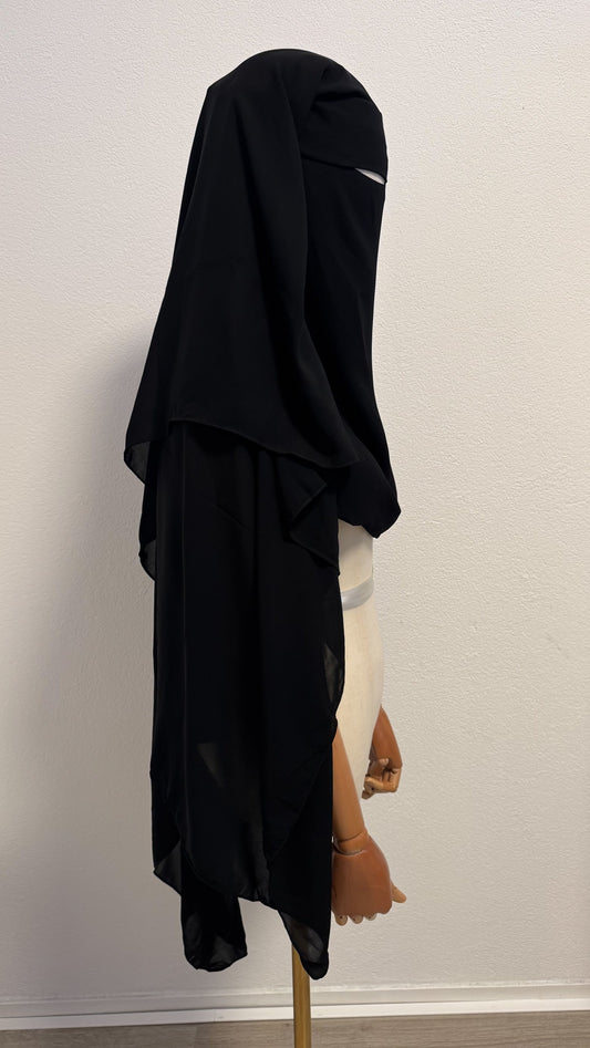 Niqab Aisha- with flap - Black - Gamila Muslimah