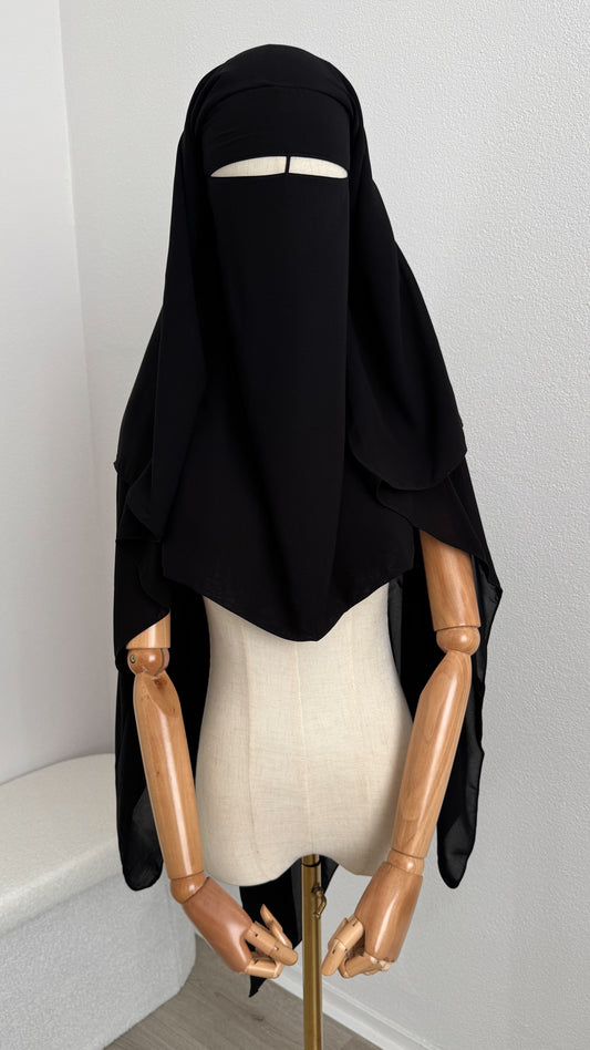 Niqab Aisha- with nose string - Black - Gamila Muslimah