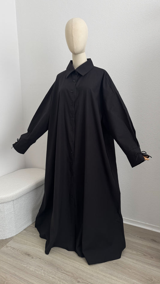 Qameesa Abaya 100% Cotton - Black - Gamila Muslimah