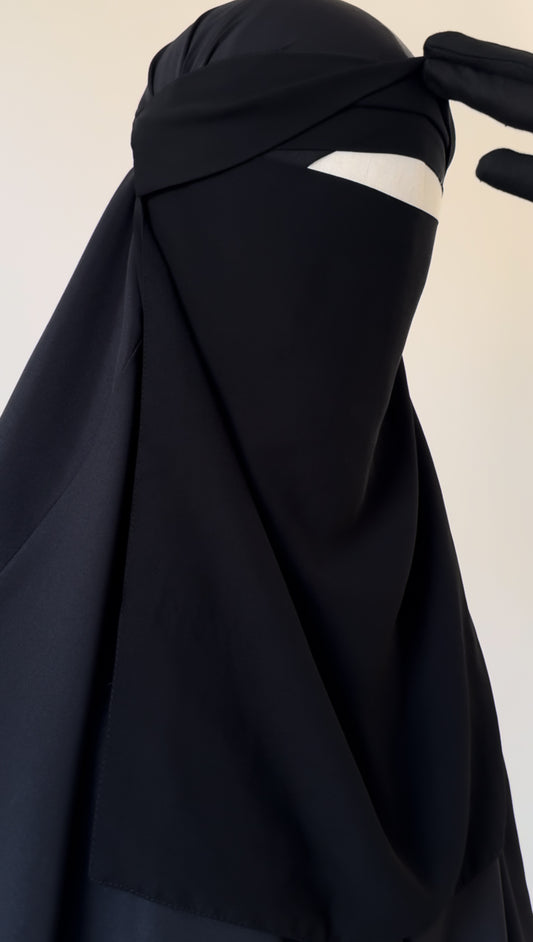 Simple Niqab with flap - Black - Gamila Muslimah
