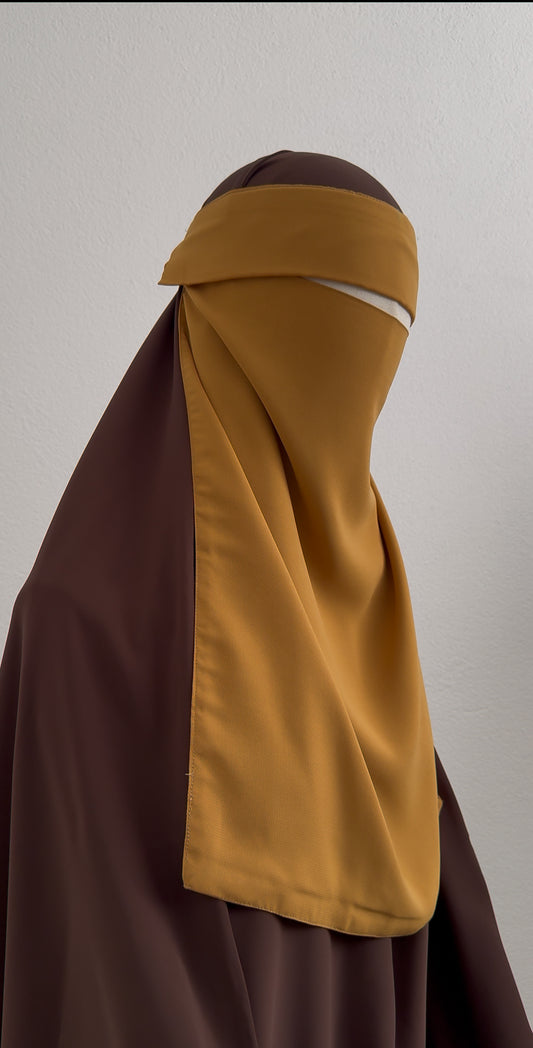 Simple Niqab with flap - Mustard - Gamila Muslimah