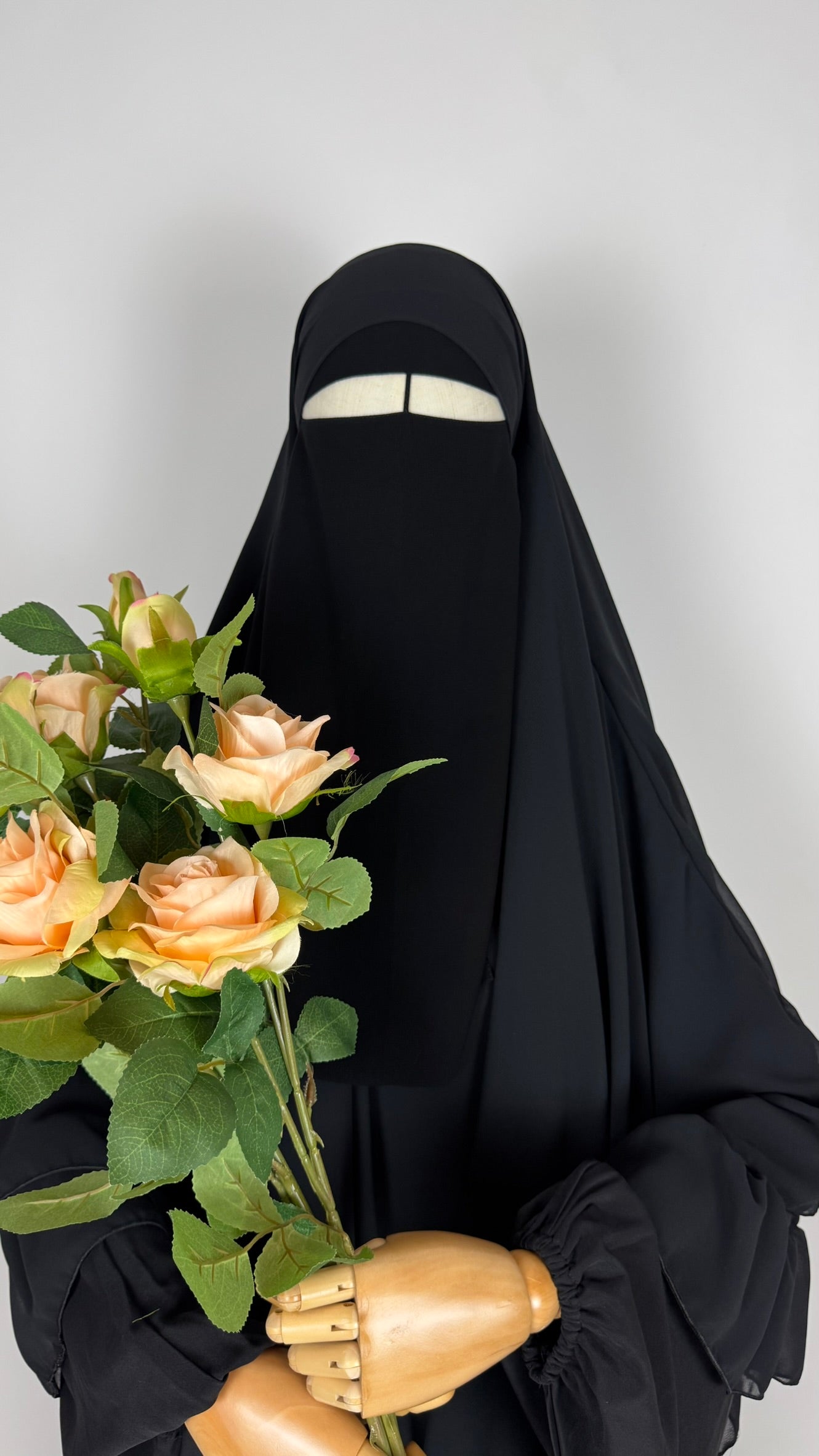 Simple Niqab with nose string - Black - Gamila Muslimah