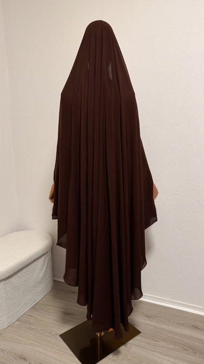 Muslimah Overhead Cape with elastic - Chocolate