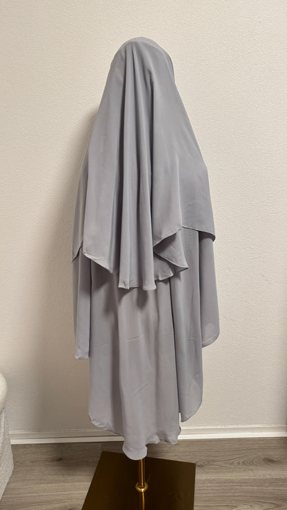 Niqab Asiyah with clips - Light Grey