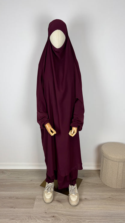 Jilbab Medina Silk with HALAL PANTS - Halal Red Wine