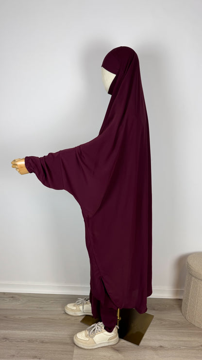 Jilbab Medina Silk with HALAL PANTS - Halal Red Wine