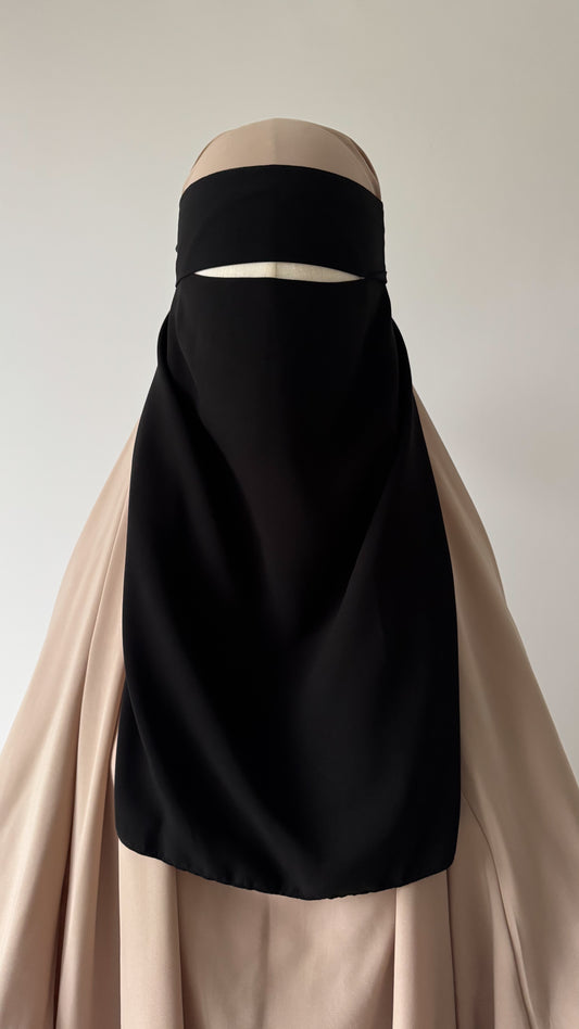 Budget Niqab 2 pieces with elastic - Black