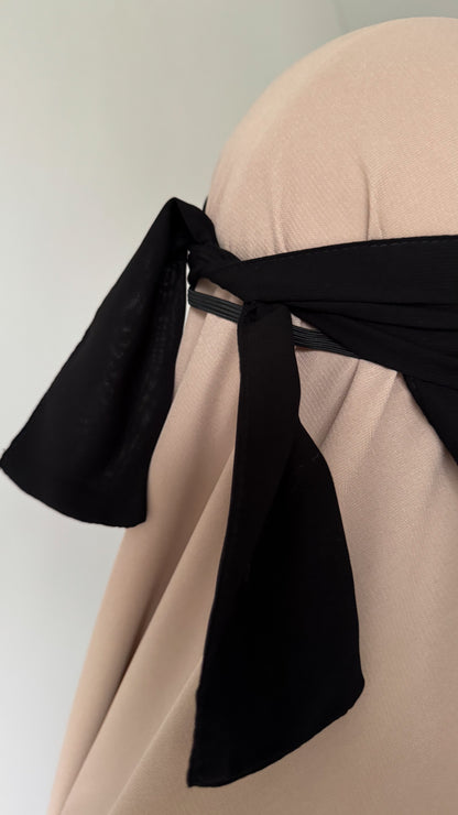 Budget Niqab 2 pieces with elastic - Black