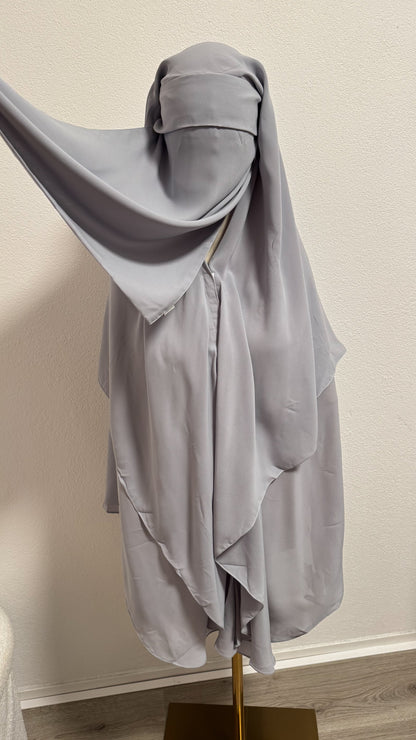 Niqab Asiyah with clips - Light Grey