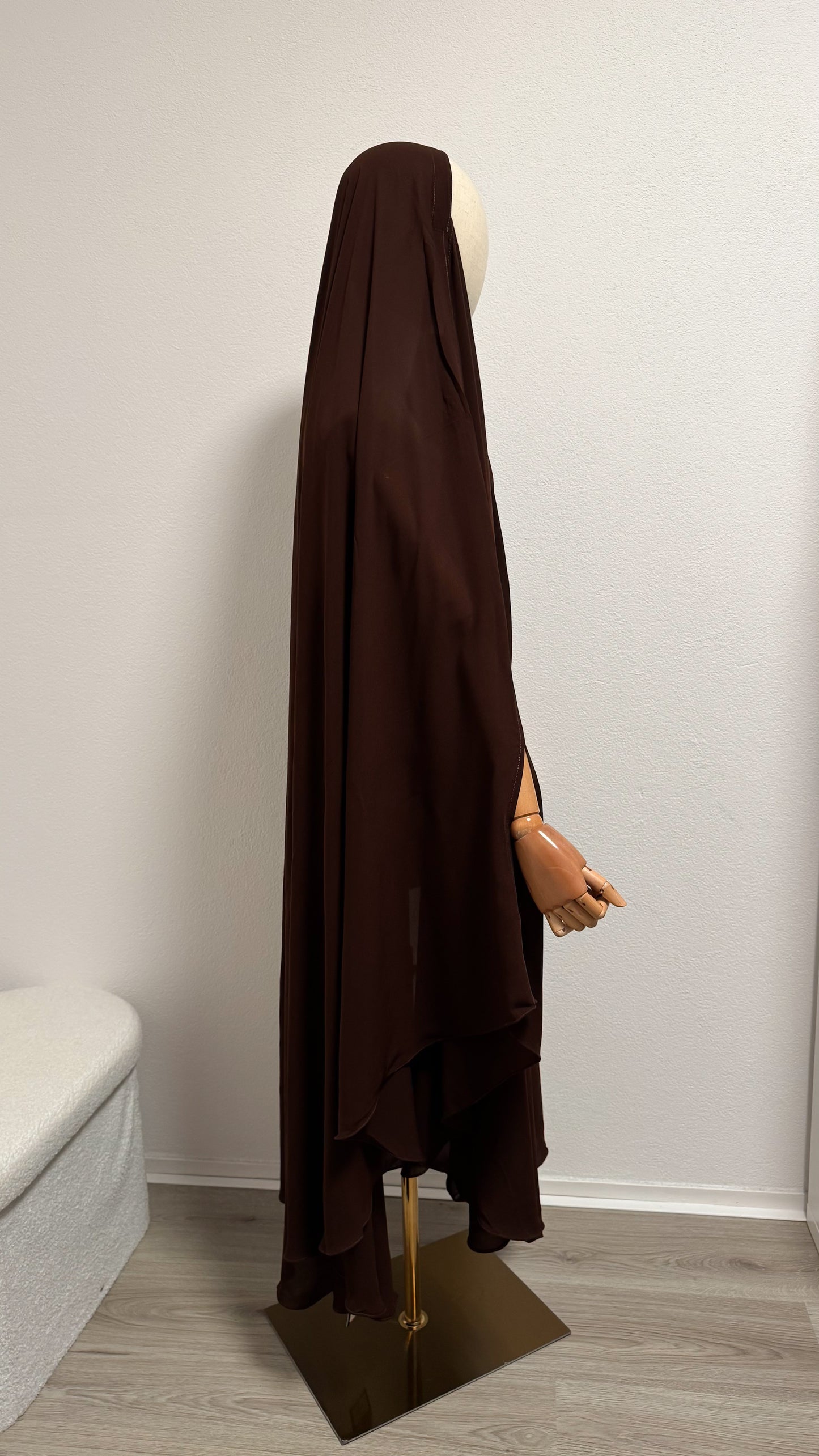 Muslimah Overhead Cape with elastic - Chocolate
