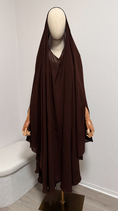 Muslimah Overhead Cape with elastic - Chocolate