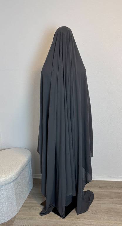 Muslimah Overhead Cape with clips Anthracite Grey + Niqab Nafaq