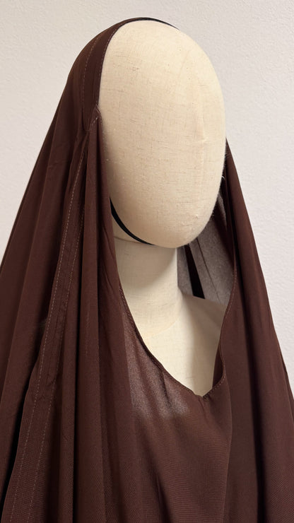 Muslimah Overhead Cape with elastic - Chocolate