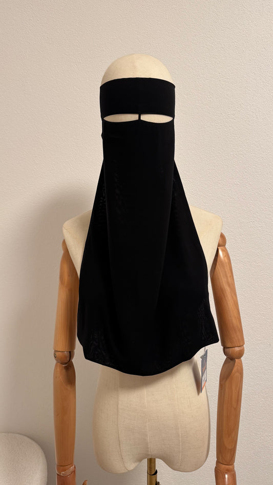 Simple Niqab with nose string - Black