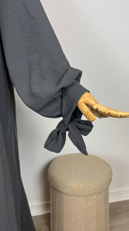 Abaya Hijabsenzo Jazz - Dark Grey - Gamila Muslimah