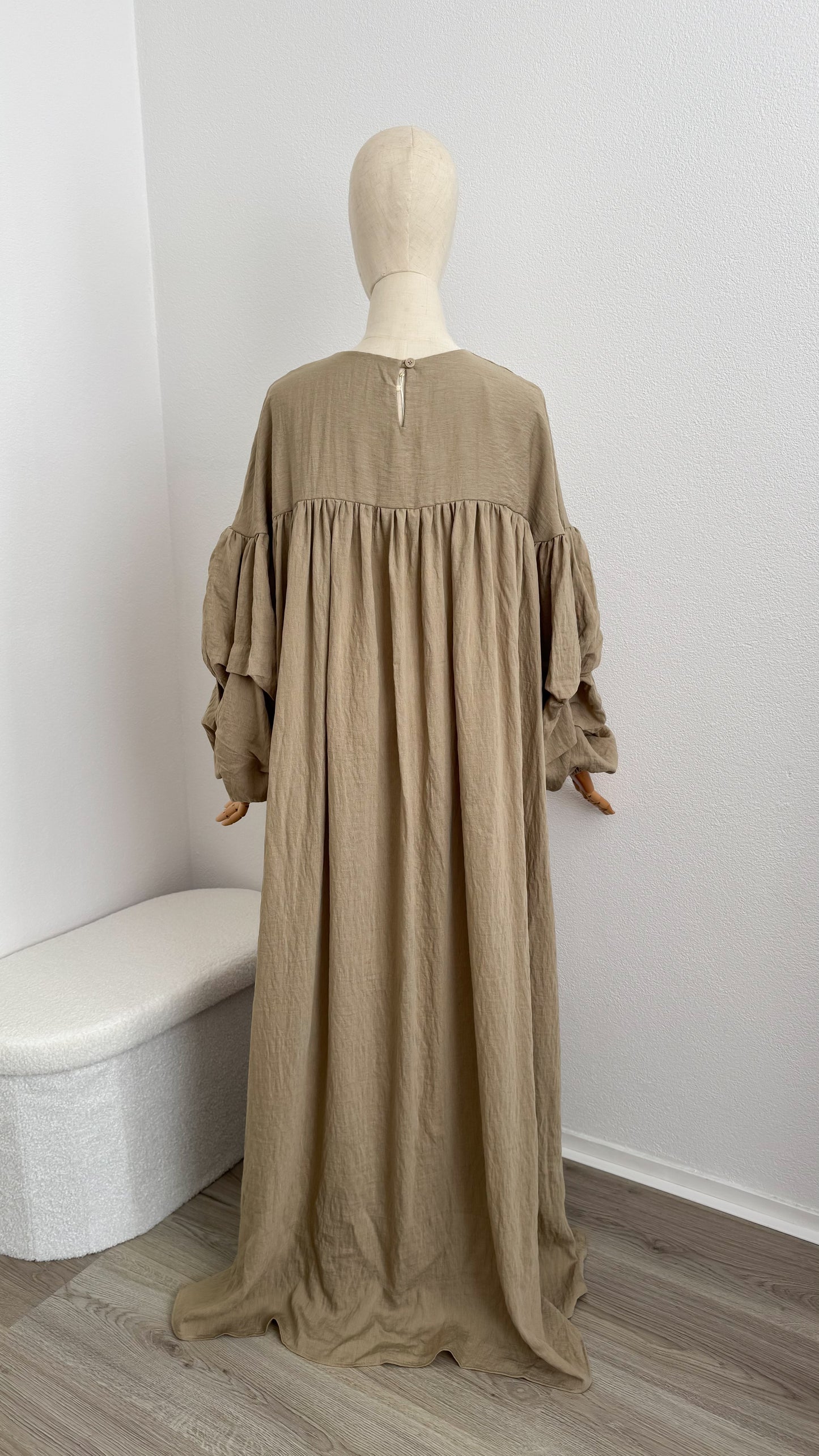 Abaya Laalia Viscose & Linen - Taupe - Gamila Muslimah