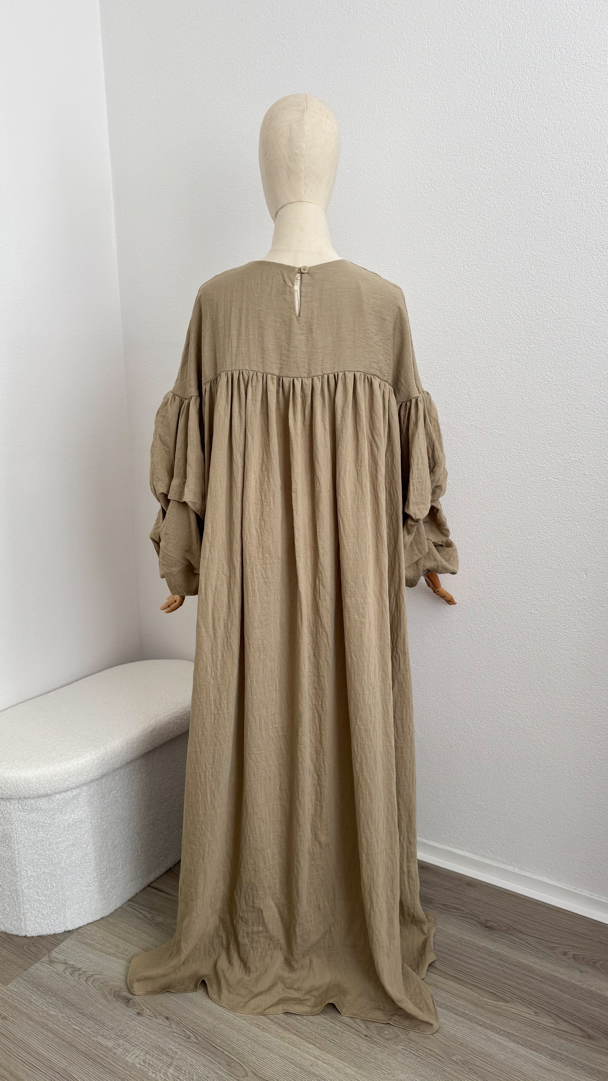 Abaya Laalia Viscose & Linen - Taupe - Gamila Muslimah