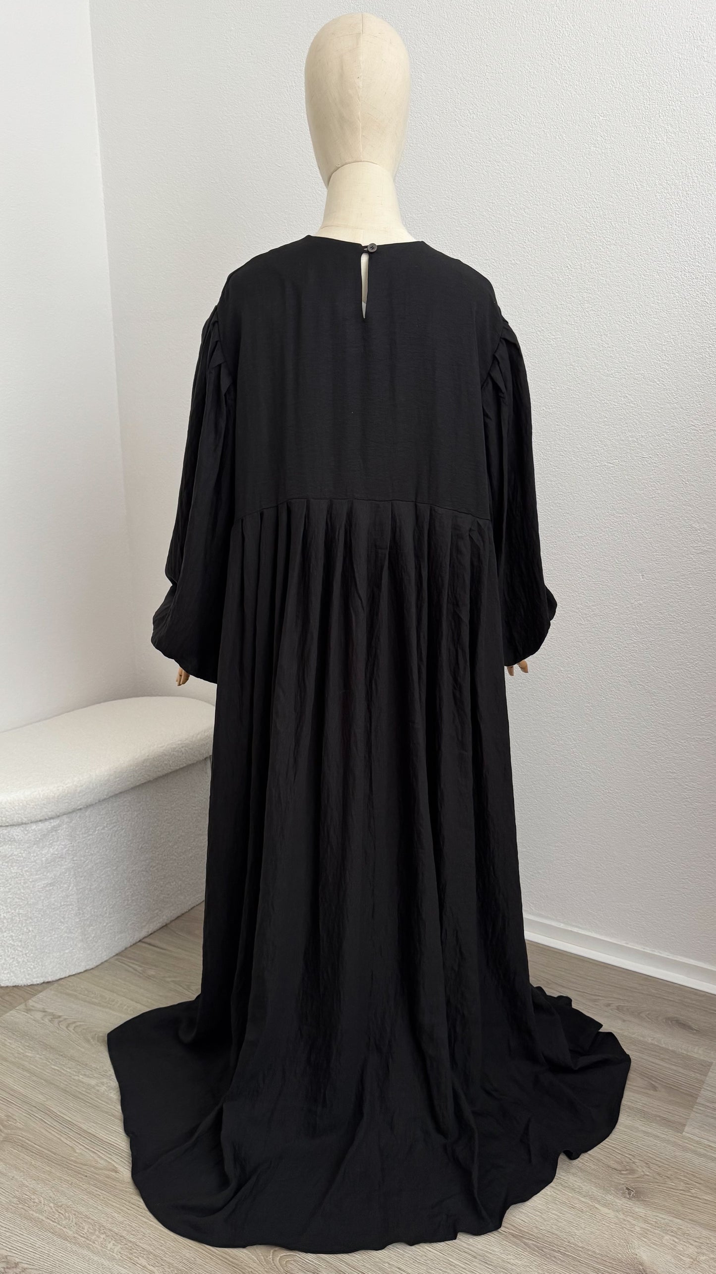 Abaya Lila Viscose & Linen - Black - Gamila Muslimah