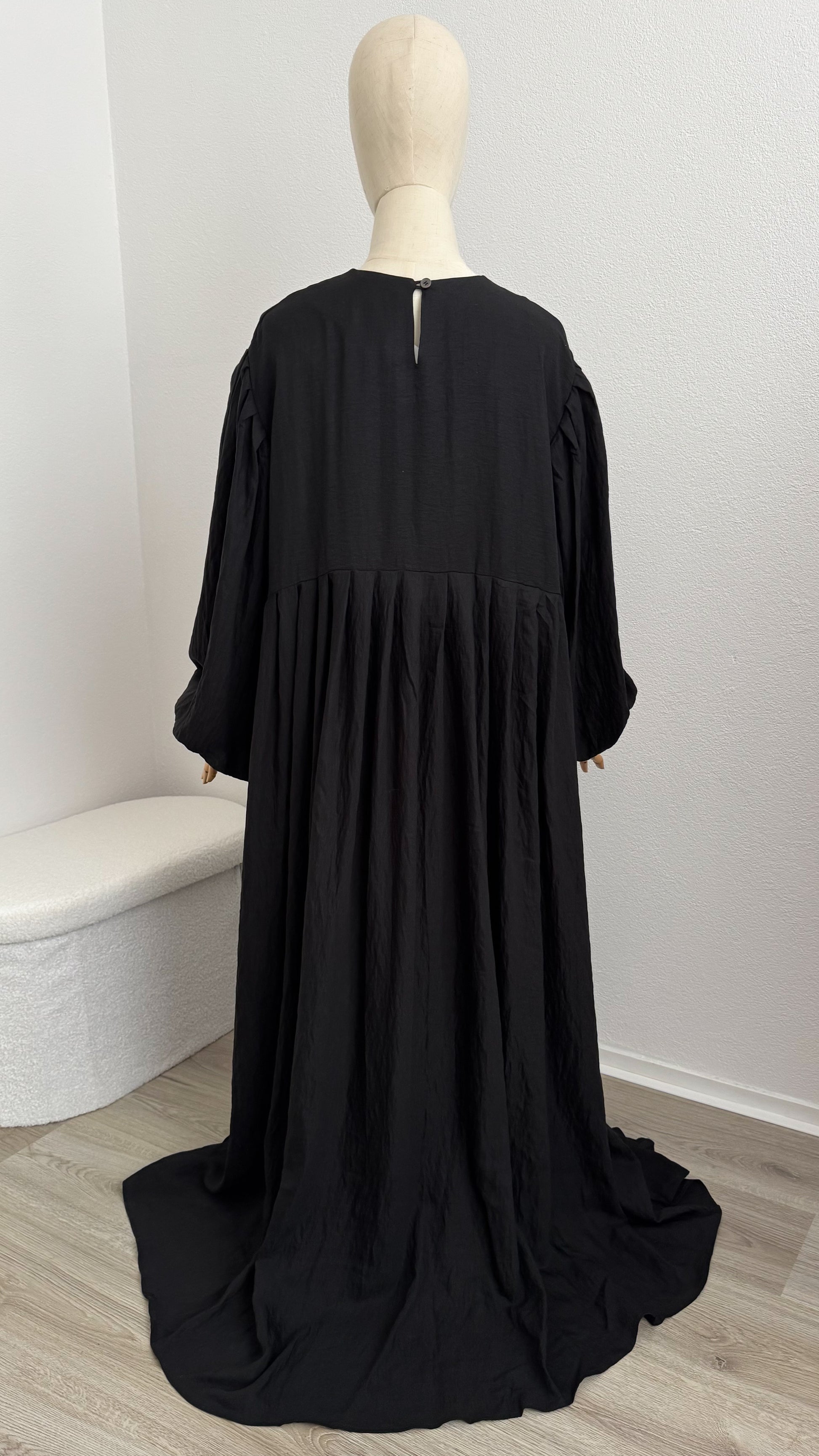 Abaya Lila Viscose & Linen - Black - Gamila Muslimah