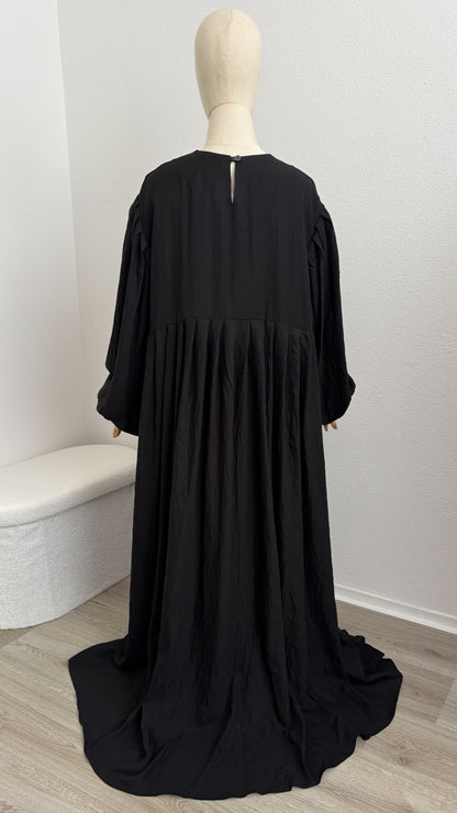 Abaya Lila Viscose & Linen - Black - Gamila Muslimah