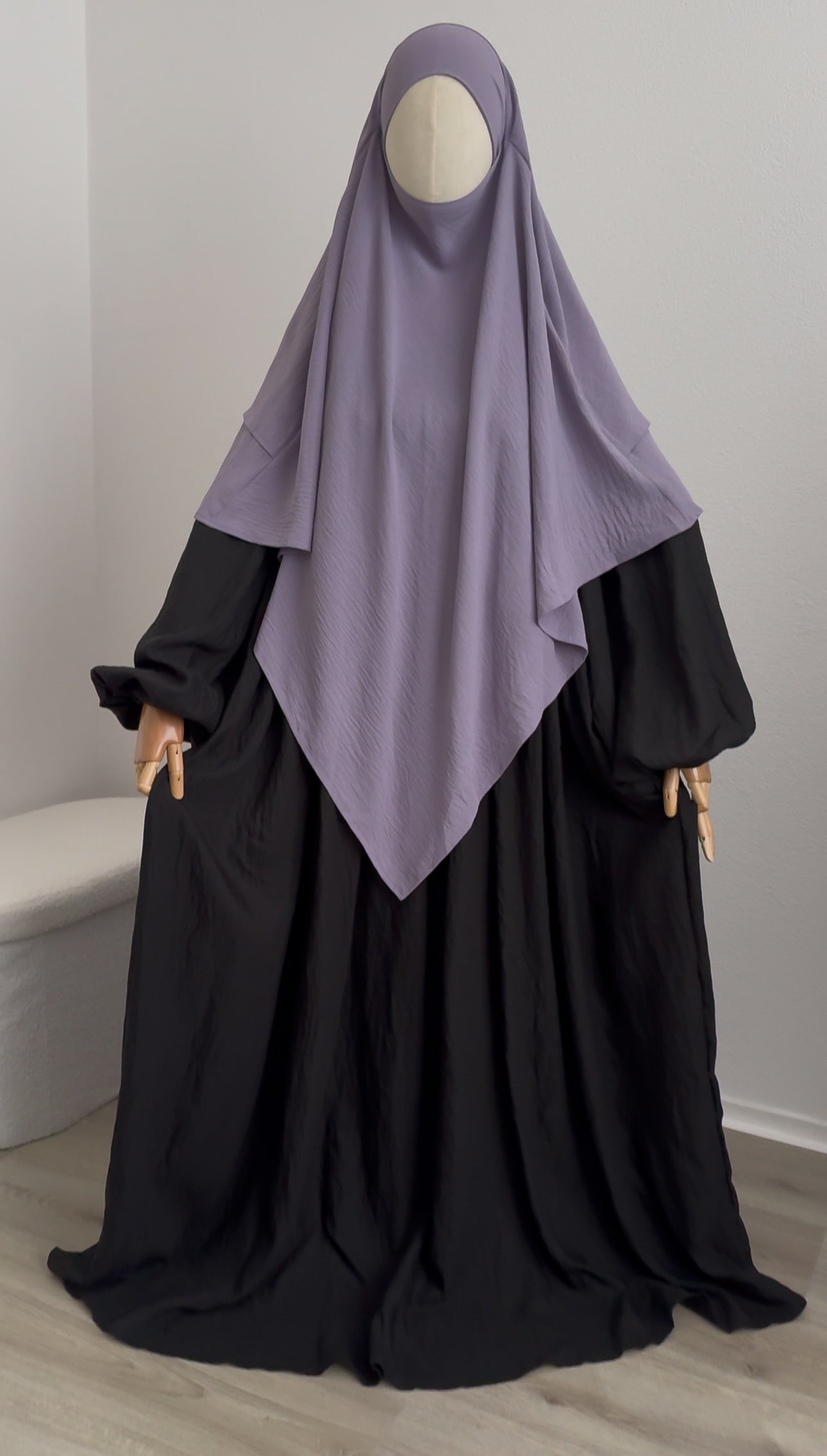 Abaya Lila Viscose & Linen - Black - Gamila Muslimah