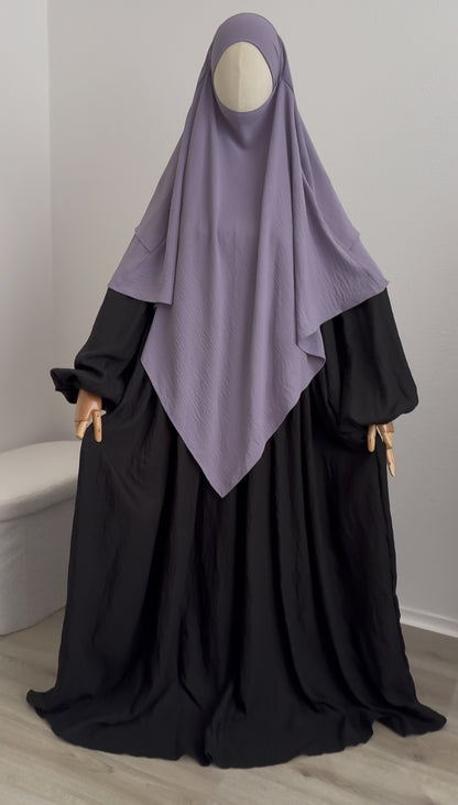 Abaya Lila Viscose & Linen - Black - Gamila Muslimah