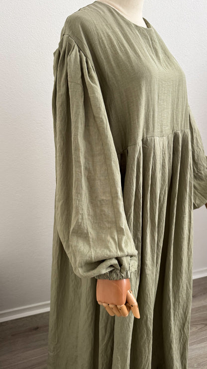 Abaya Lila Viscose & Linen - Light Khaki - Gamila Muslimah